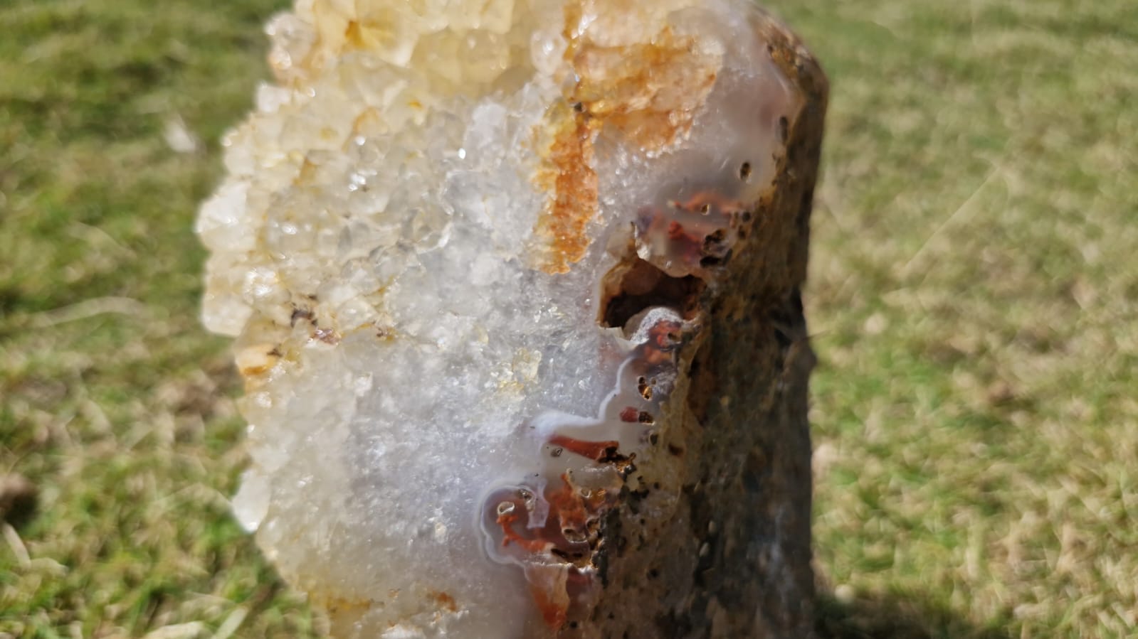 (+12 WEEKS!) Polished and Natural XL Coral Agate Crystal Cluster x 1 From Maintirano, Madagascar