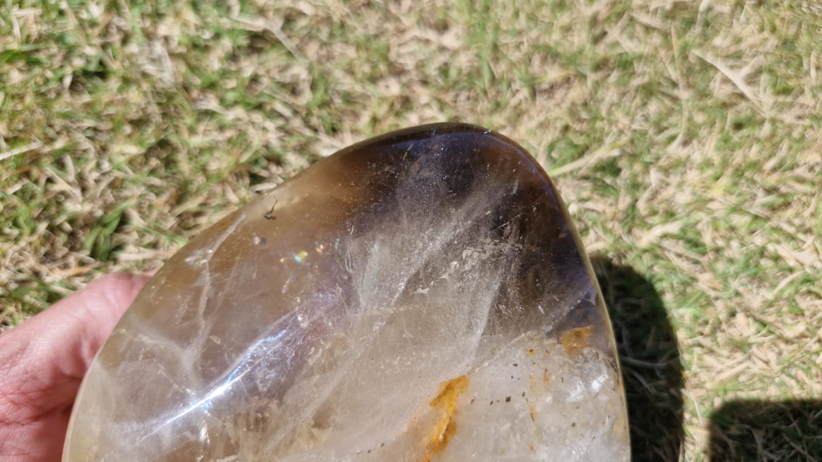 (+12 WEEKS!) Polished Large Smokey Citrine Quartz Display Crystal with Rainbow Veils x 1 From Madagascar