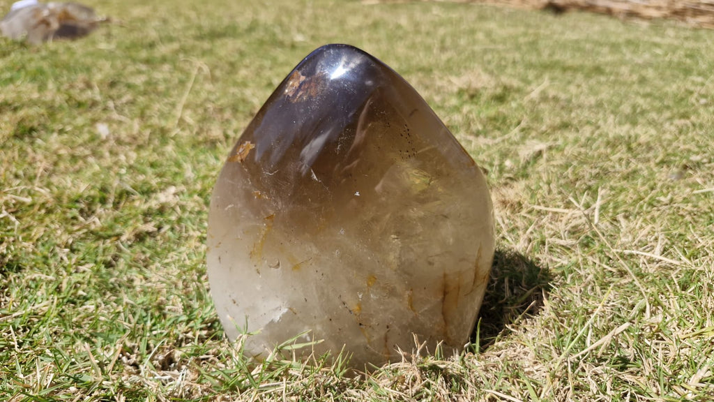 (+12 WEEKS!) Polished Large Smokey Citrine Quartz Display Crystal with Rainbow Veils x 1 From Madagascar