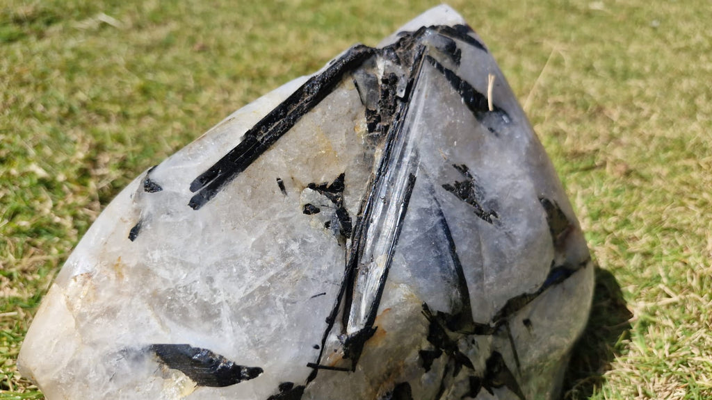 (+12 WEEKS!) Polished and Natural XL Tourmalinated Quartz Crystal x 1 From Ambatondrazaka, Madagascar