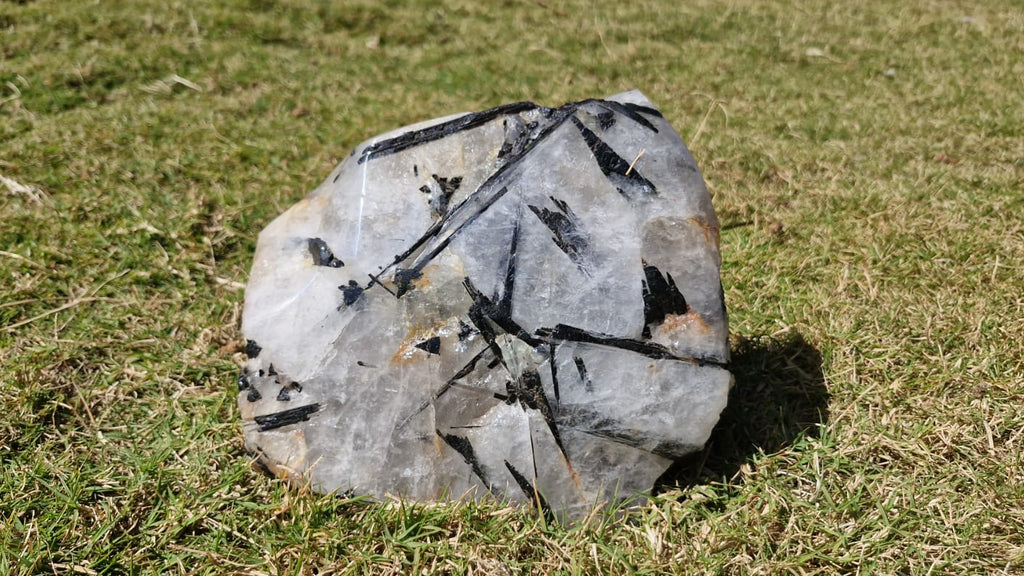 (+12 WEEKS!) Polished and Natural XL Tourmalinated Quartz Crystal x 1 From Ambatondrazaka, Madagascar