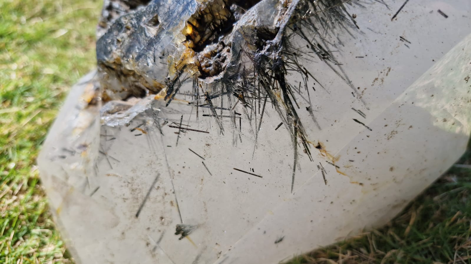 (+12 WEEKS!) Polished and Natural XL Tourmalinated Quartz Crystal x 1 From Madagascar