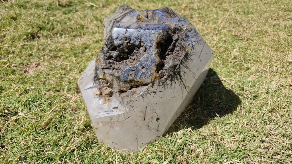 (+12 WEEKS!) Polished and Natural XL Tourmalinated Quartz Crystal x 1 From Madagascar
