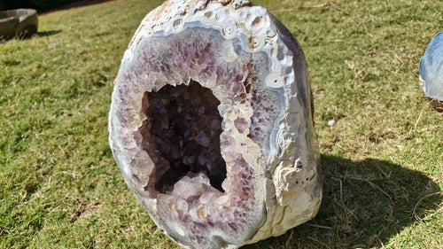 (+12 WEEKS!) Polished and Natural XXL Agate Amethyst Crystal Centred Geode x 1 From Maintirano, Madagascar
