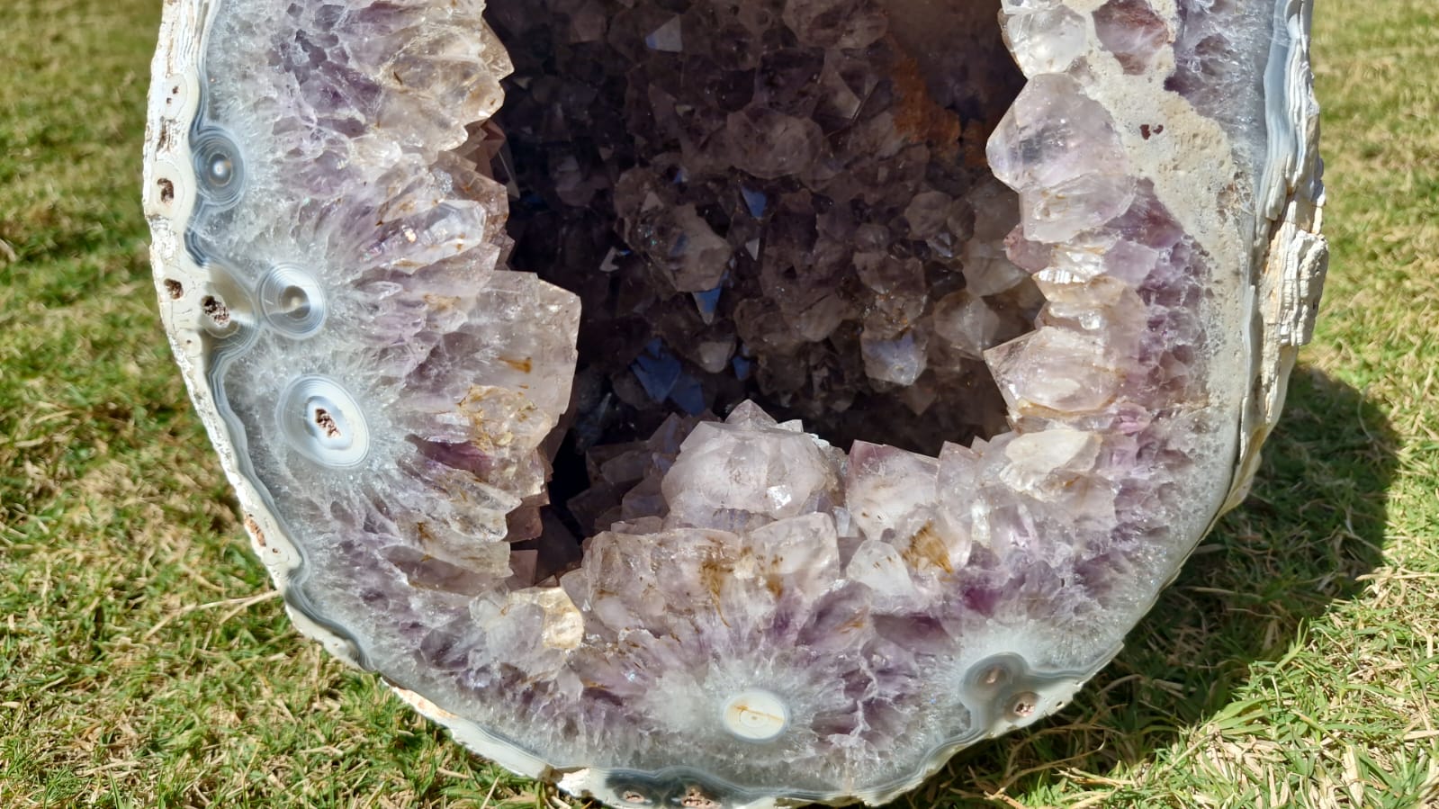 (+12 WEEKS!) Polished and Natural XXL Agate Amethyst Crystal Centred Geode x 1 From Maintirano, Madagascar