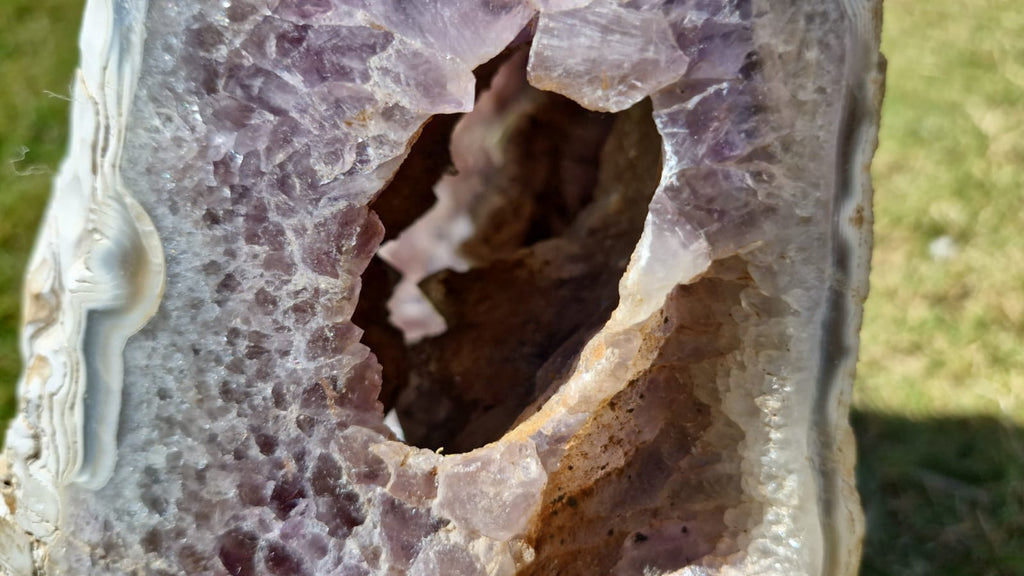 (+12 WEEKS!) Polished and Natural XXL Agate Amethyst Crystal Centred Geode x 1 From Maintirano, Madagascar