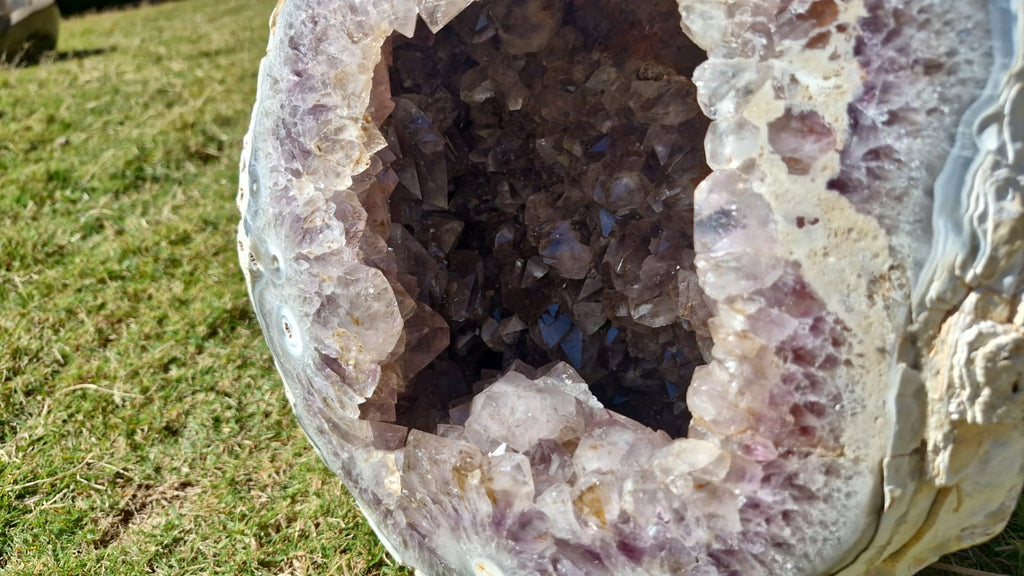 (+12 WEEKS!) Polished and Natural XXL Agate Amethyst Crystal Centred Geode x 1 From Maintirano, Madagascar