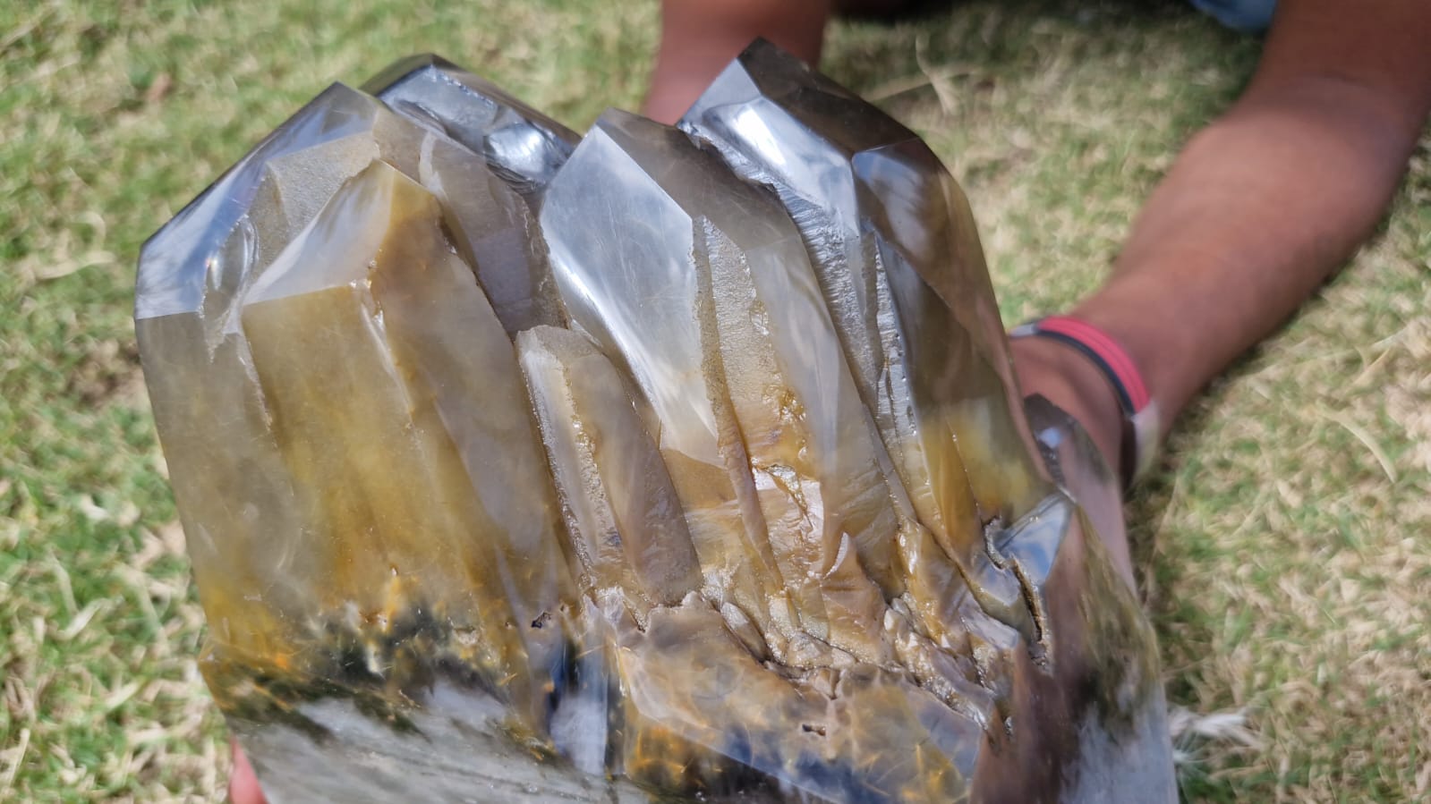 (+12 WEEKS!) Polished XL Cascading Smokey Window Quartz Crystal Cluster x 1 From Madagascar