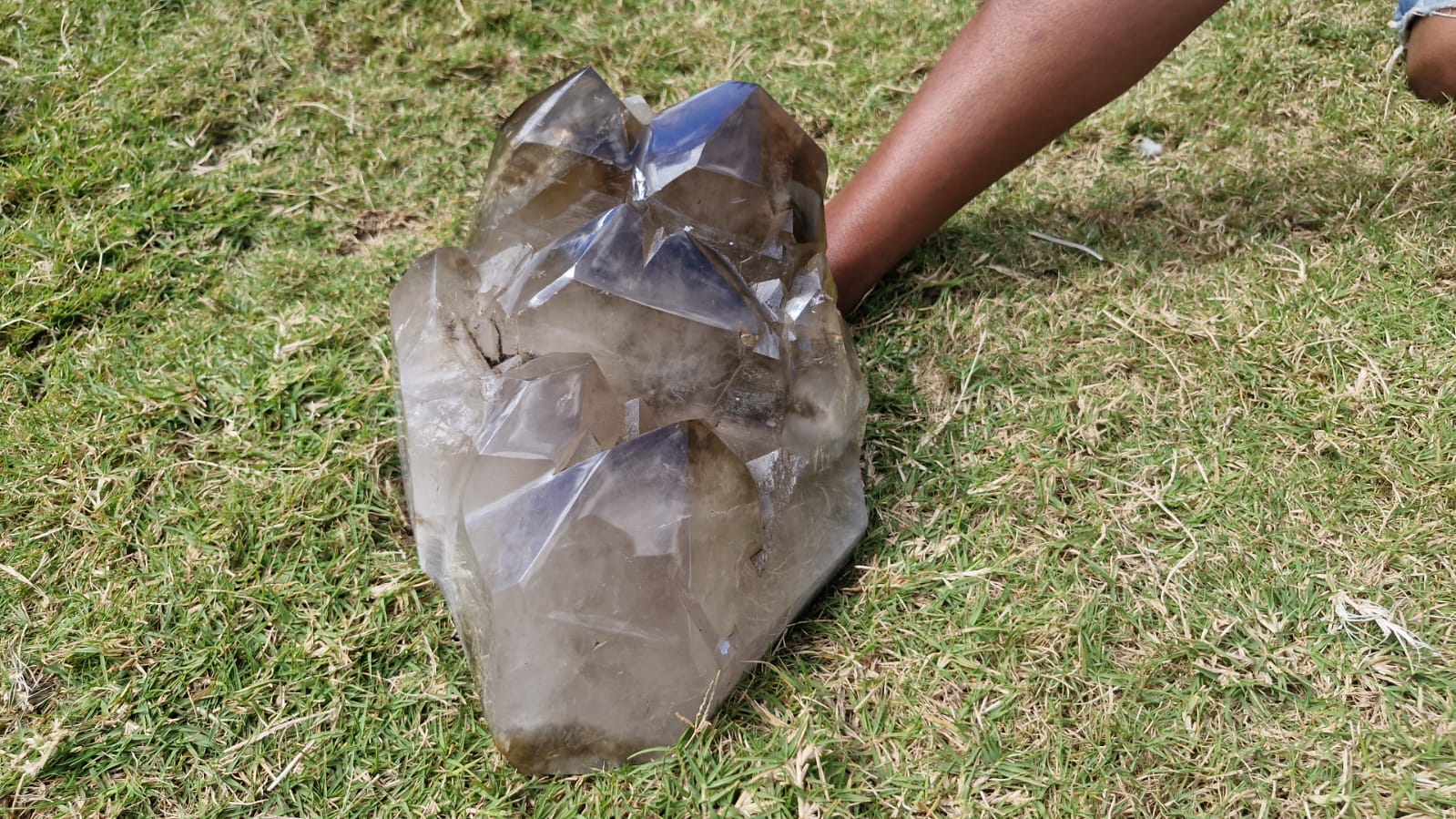 (+12 WEEKS!) Polished XL Cascading Smokey Window Quartz Crystal Cluster x 1 From Madagascar