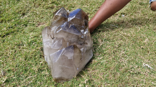 (+12 WEEKS!) Polished XL Cascading Smokey Window Quartz Crystal Cluster x 1 From Madagascar