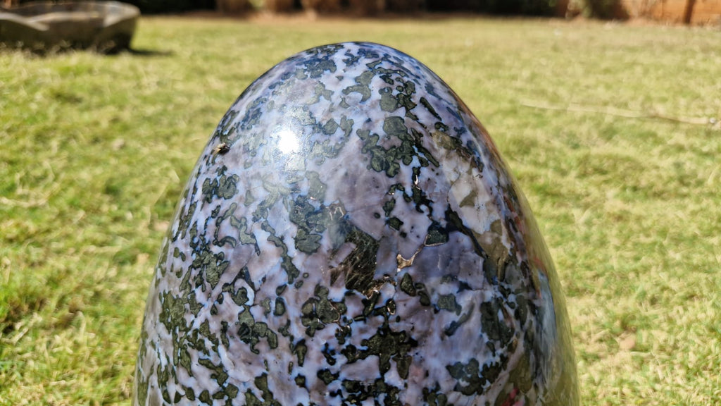 (+12 WEEKS!) Polished XXL Gabro "Merlinite" Gemstone Egg x 1 From Ambatofinandrahana, Madagascar