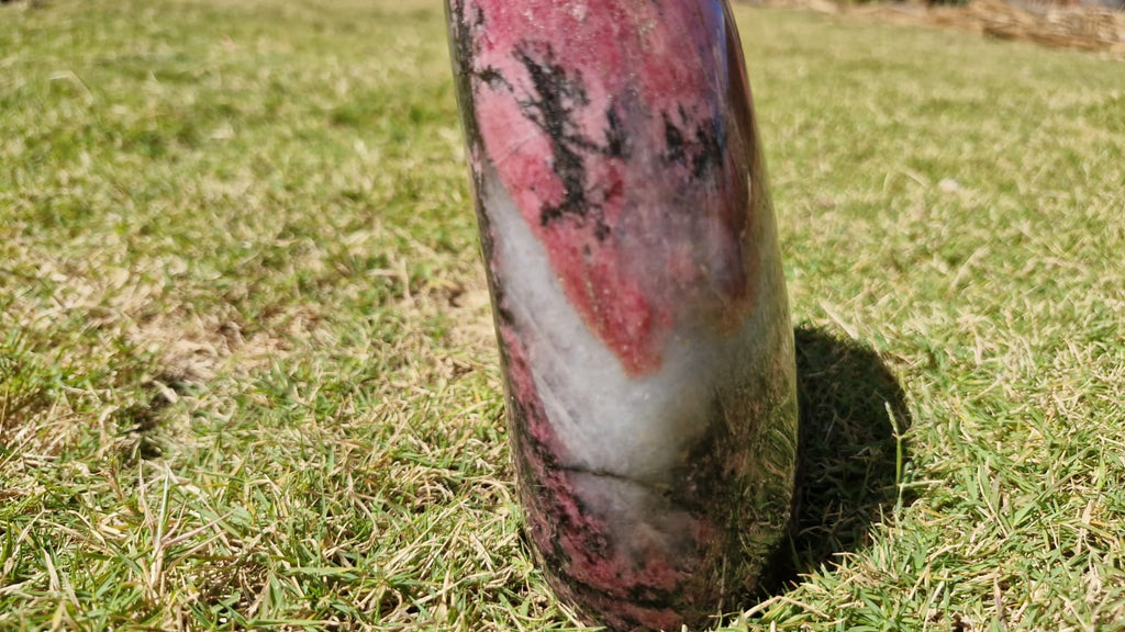 (+12 WEEKS!) Polished Large Rhodonite Gemstone Standing Display Free Form x 1 From Ambindavato, Madagascar