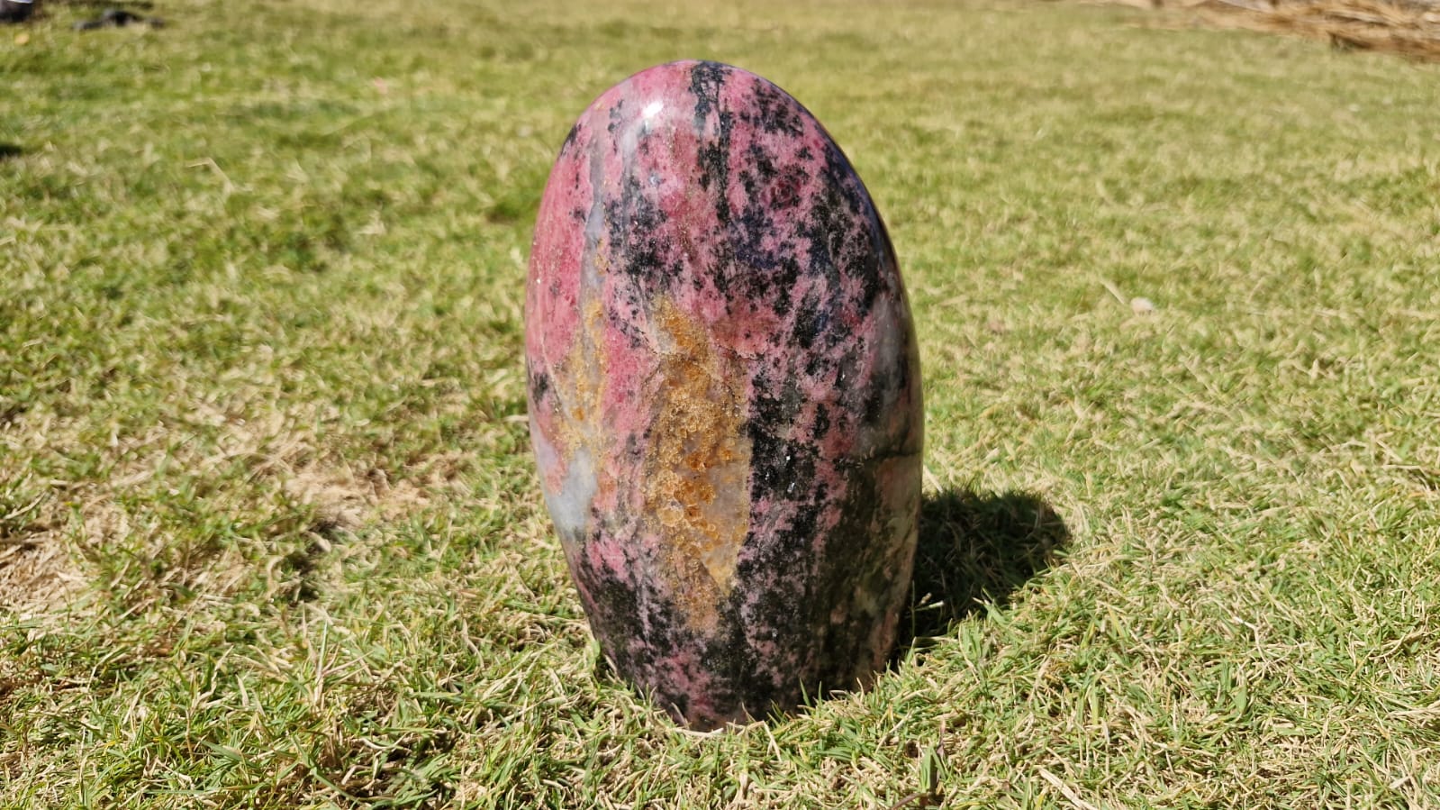 (+12 WEEKS!) Polished Large Rhodonite Gemstone Standing Display Free Form x 1 From Ambindavato, Madagascar