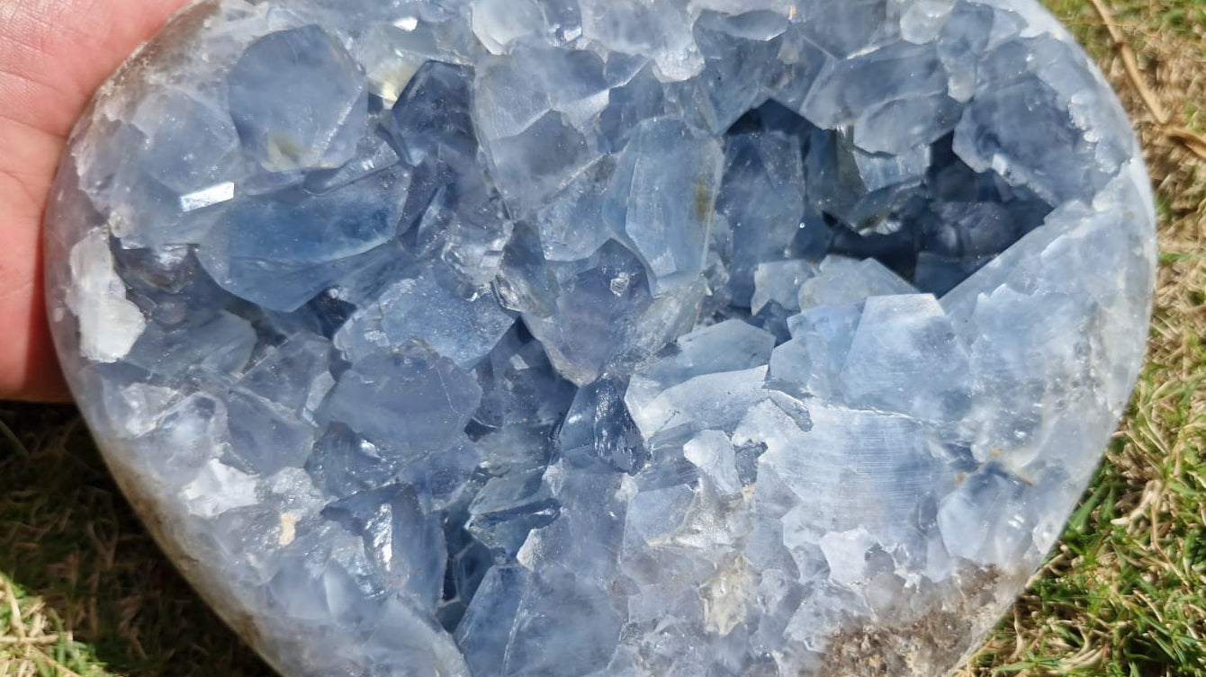 (+12 WEEKS!) Polished and Natural Large Celestite Heart x 1 From Sakoane, Madagascar