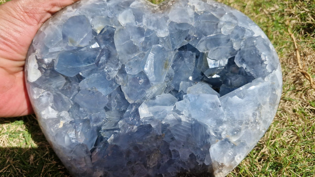 (+12 WEEKS!) Polished and Natural Large Celestite Heart x 1 From Sakoane, Madagascar