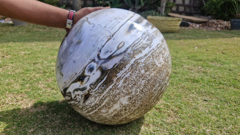 (+12 WEEKS!) Polished XXL Rare Banded Ocean Jasper Sphere x 1 From Boeny, Madagascar
