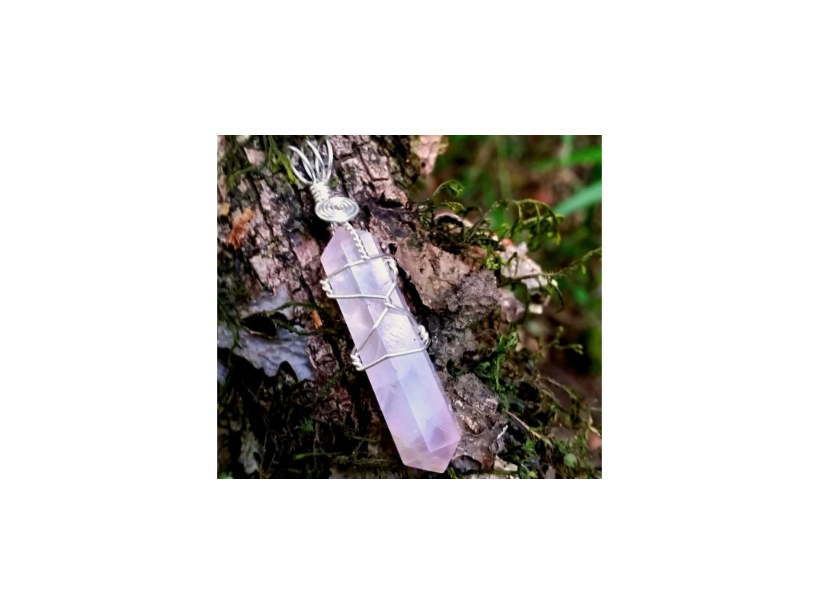 Polished Double Terminated Rose Quartz Crystals with Silver Wire Wrap - sold per piece - From South Africa - Toprock Gemstones and Minerals 