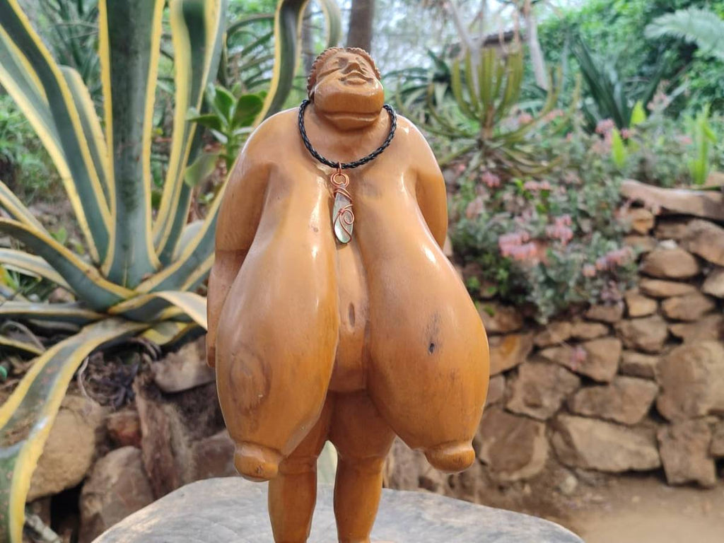 Polished Aqua Silica Crystal Copper Wire Wrapped Pendants with Thong -  sold per piece - From South Africa - Toprock Gemstones and Minerals 