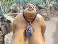 Polished Rubellite Tourmaline Copper Wire Wrapped Pendants with Thong - sold per piece - From Madagascar