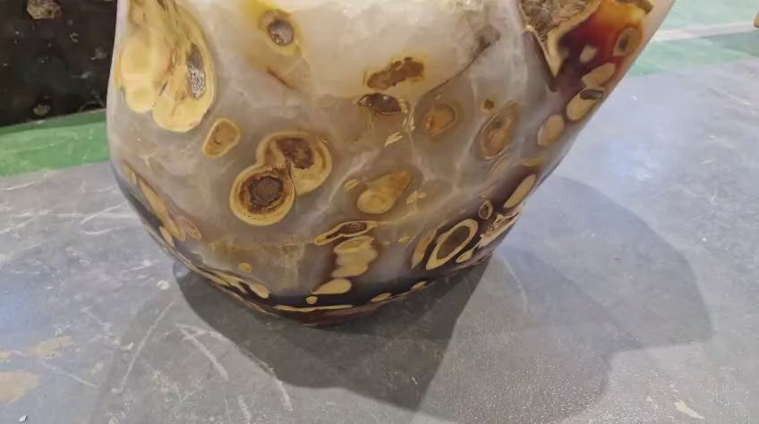 (+12 WEEKS!) Polished and Natural XXXL Agate Geode with Crystalline Vug x 1 From Nosy Varika, Madagascar