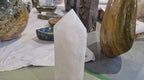 (+12 WEEKS!) Polished XL Snow Quartz Standing Display Tower x 1 From Madagascar