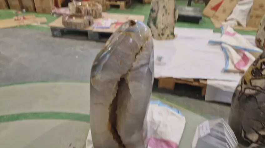 (+12 WEEKS!) Polished and Natural XXXL Agate Crystalline Vug Geode Showpiece x 1 From Maintirano, Madagascar
