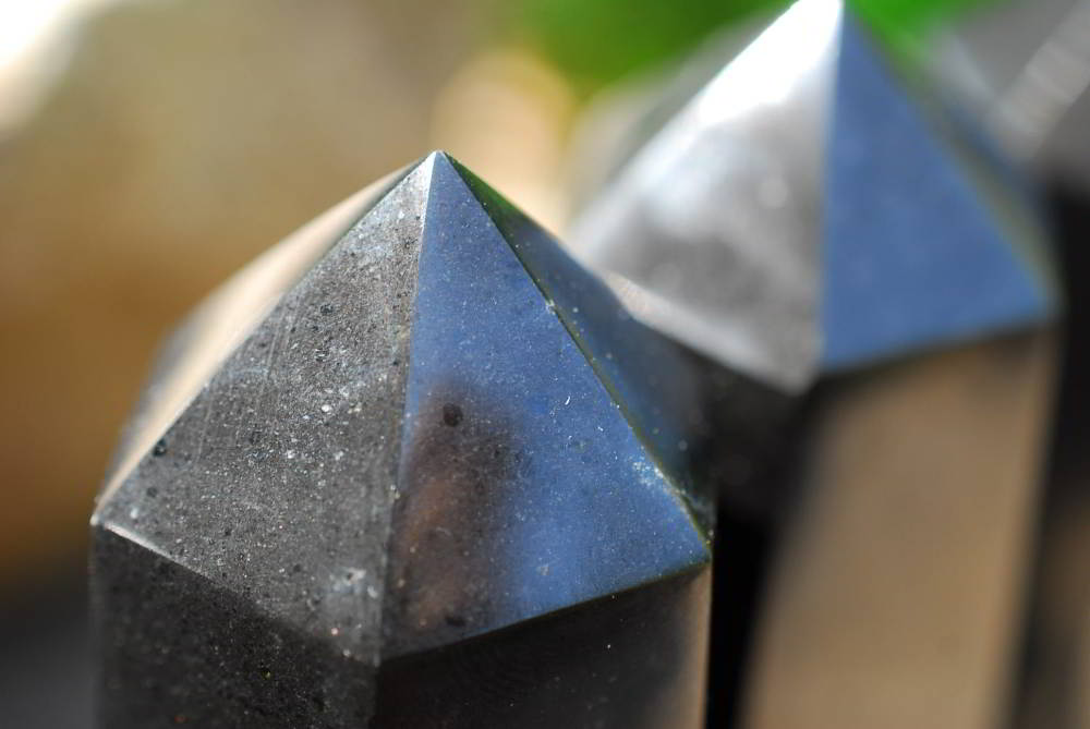 Polished Black Basalt Crystal Points x 6 From Madagascar - TopRock