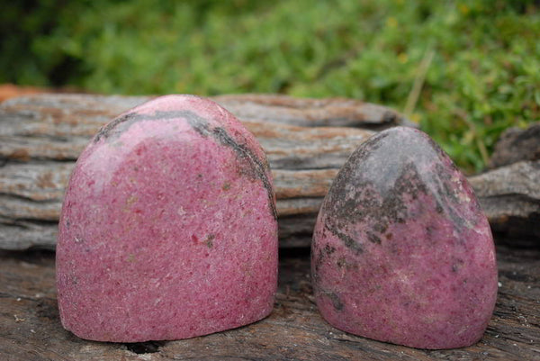 Polished Rhodonite & Chromite Standing Free Forms x 2 From Madagascar - TopRock