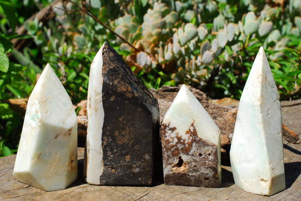 Polished Blue Smithsonite Aragonite Crystal Points x 4 From Congo - TopRock