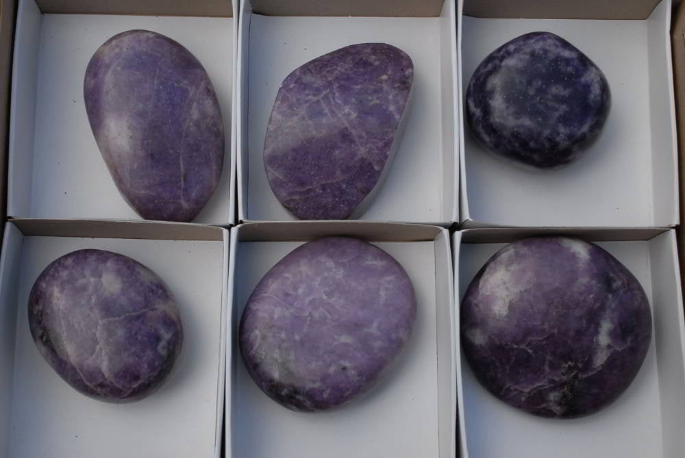 Polished Lepidolite Gallets x 6 From Zimbabwe - TopRock