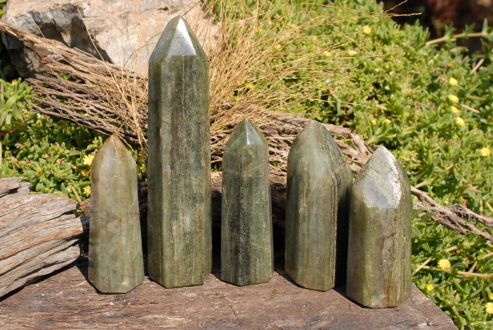 Polished Banded Green Fuchsite Crystal Points x 5 From Madagascar - TopRock
