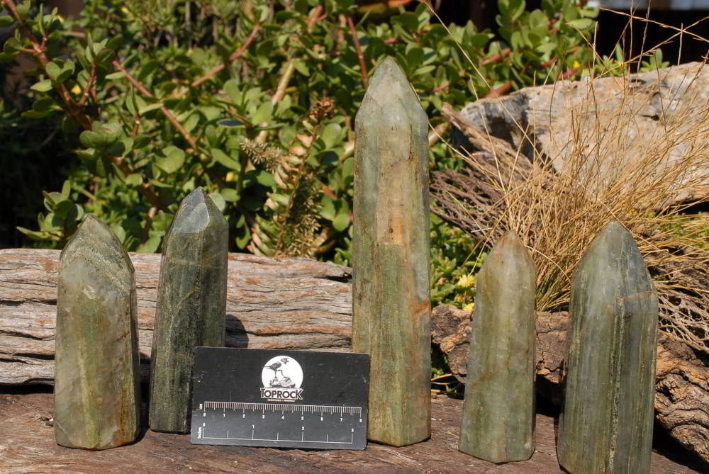 Polished Banded Green Fuchsite Crystal Points x 5 From Madagascar - TopRock