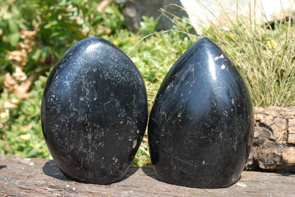 Polished Schorl Black Tourmaline Standing Free Forms x 2 From Madagascar - TopRock