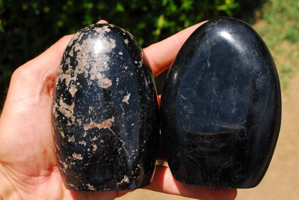 Polished Black Tourmaline Standing Free Forms x 2 From Madagascar - TopRock