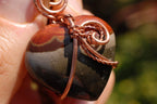 Polished Polychrome Jasper Mini Hearts Set In Copper Art Wire Wrap Pendant - sold per piece From Mahajunga, Madagascar - TopRock