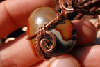Polished Polychrome Jasper Mini Hearts Set In Copper Art Wire Wrap Pendant - sold per piece From Mahajunga, Madagascar - TopRock