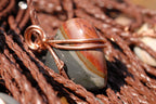 Polished Polychrome Jasper Mini Hearts Set In Copper Art Wire Wrap Pendant - sold per piece From Mahajunga, Madagascar - TopRock