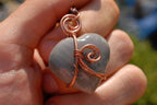 Polished Polychrome Jasper Mini Hearts Set In Copper Art Wire Wrap Pendant - sold per piece From Mahajunga, Madagascar - TopRock