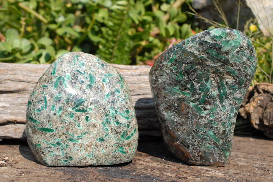 Polished Emeralds In Matrix Standing Free Forms x 2 From Sandawana, Zimbabwe - TopRock