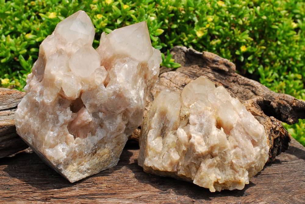 Natural Smokey Phantom Quartz Clusters x 2 From Lwena, Congo - TopRock
