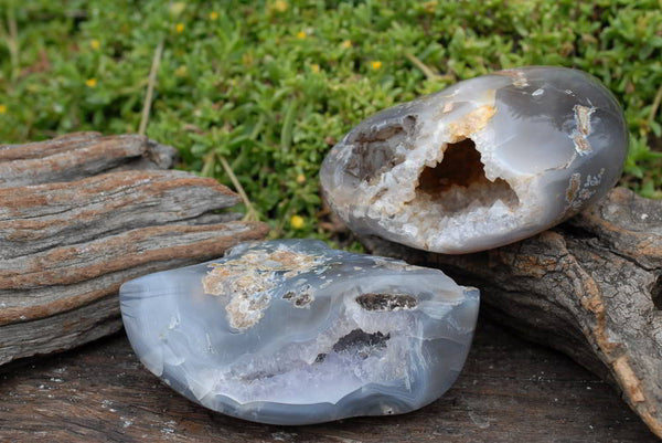 Polished Agate Amethyst Geodes x 2 From Madagascar - TopRock
