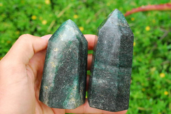 Polished Green Fuchsite Quartz With Pyrite Flecks x 3 From Madagascar - TopRock