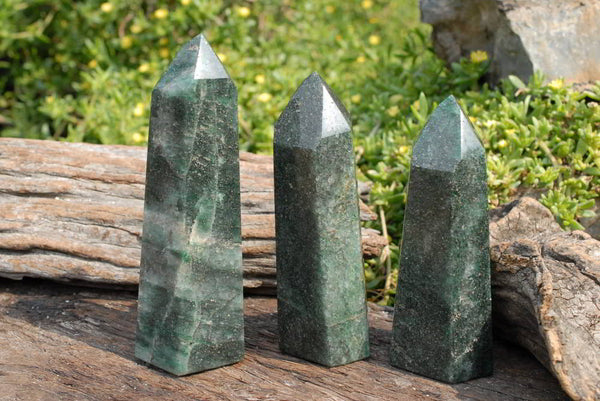 Polished Banded Green Fuchsite Crystal Points x 3 From Madagascar - TopRock