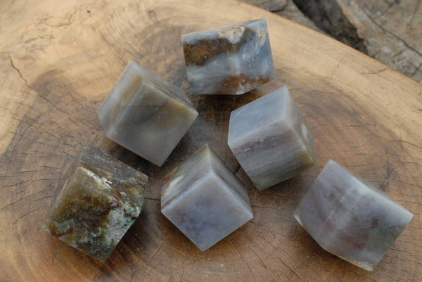 Polished Ocean Agate Standing Cubes x 6 From Madagascar - TopRock