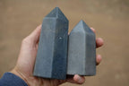 Polished Exceptional Small Lazulite (Mg, Fe, and Aluminium Phosphate) Crystal Points x 2 From Madagascar - TopRock