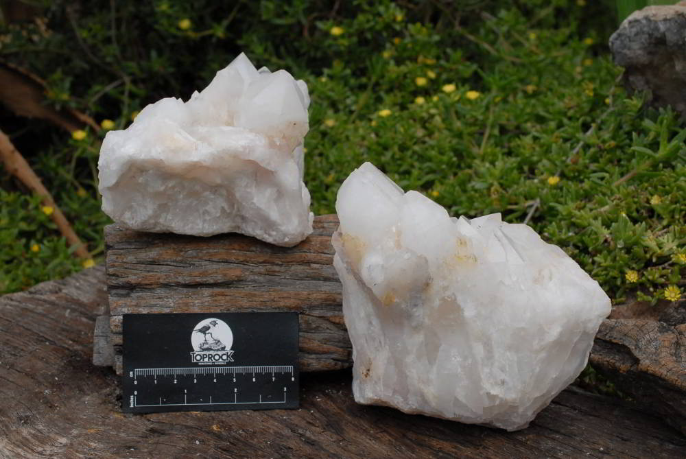 Natural White Phantom Quartz Clusters x 2 From Madagascar - TopRock