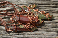 Polished Bastite (Epidote Piemontite) Dragons Blood Stone Crystals Set In Copper Art Wire Wrap Pendant - sold per piece - South Africa - TopRock