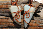Polished Facetted Freeform Smithsonite Crystals Set In Copper Art Wire Wrap Pendant - sold per piece From South Africa - TopRock