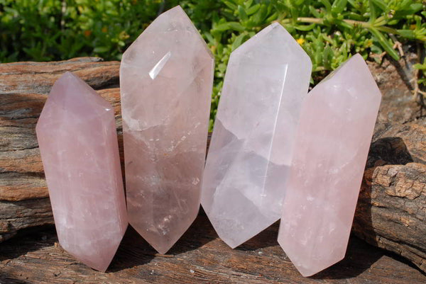 Polished Rose Quartz Gemmy Double Terminated Crystals x 12 From Madagascar - TopRock