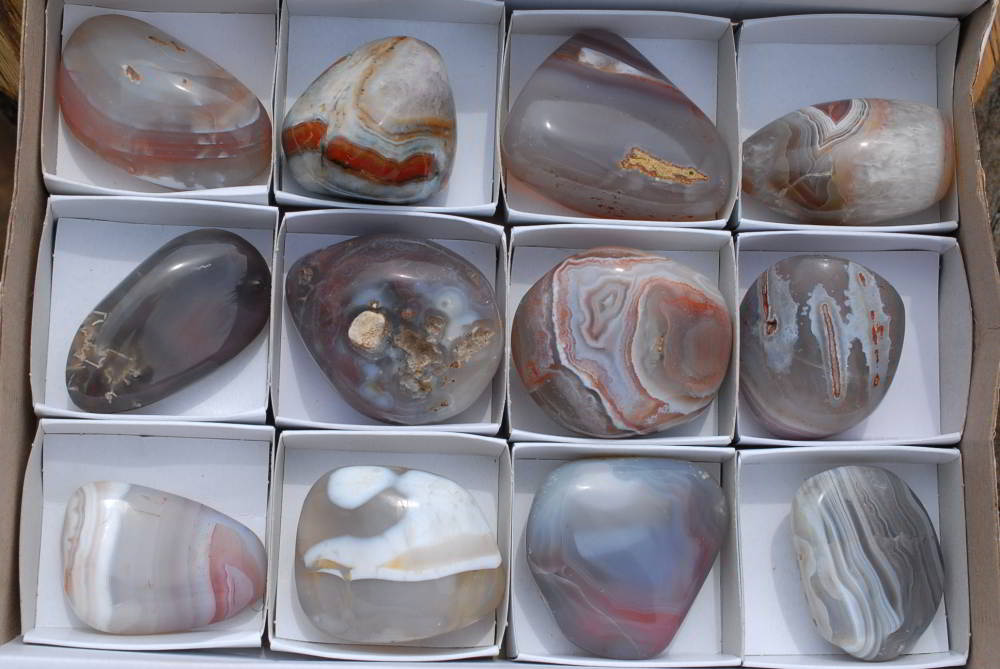 Grade A++ Red Banded Agate Pebble, 1 - 2 Polished Red Banded Agate, Bulk  Lot